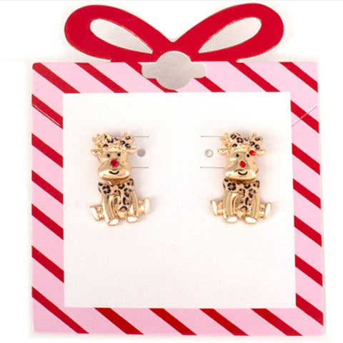 Leopard Reindeer Post Earring 13-7536: GD