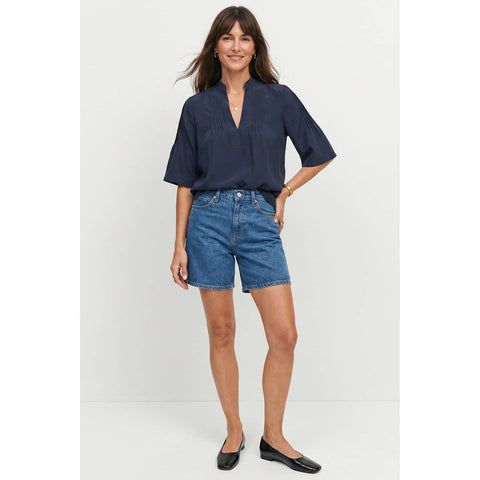 Navy Bell Sleeve Blouse