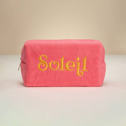 Sensibling Corp.-SOLEIL Message Embroidered Cosmetic Pouch Bag / Organizer-Pink Dot Styles