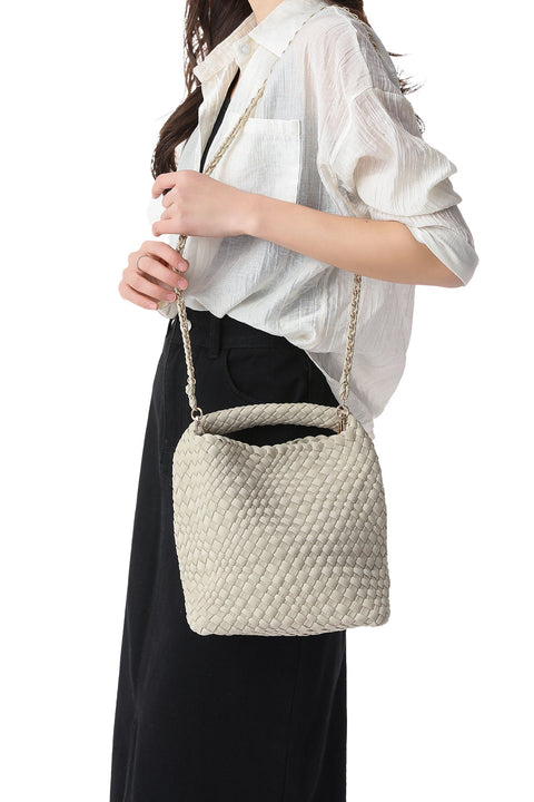 Shelly Beige| Woven Bucket Bag