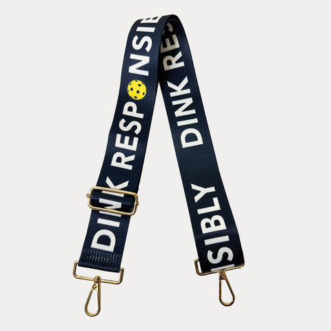 AHDORNED-Navy | Pickleball Dink Responsibly Crossbody Strap-Pink Dot Styles