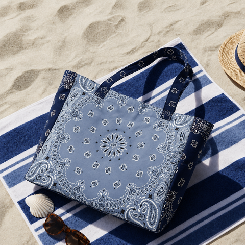 Bailey Bandana Tote I Navy/Light Blue