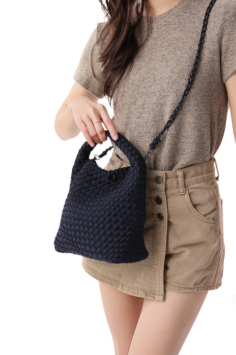 Shelly Navy I Woven Bucket Bag