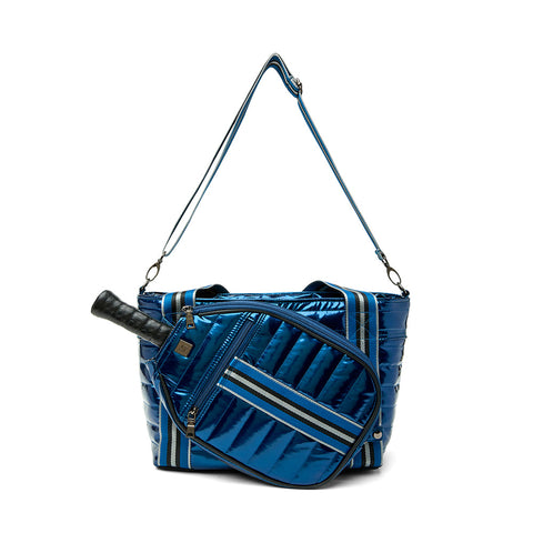Think Royln-Ace of the Court | Navy Glossy Patent Pickleball Bag-Pink Dot Styles