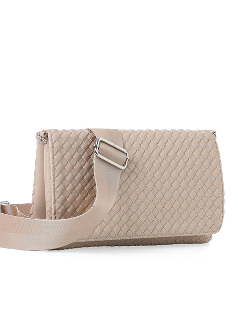 Haute Shore-Lexi Fawn| Woven Flap Crossbody / Convertible Clutch-Pink Dot Styles