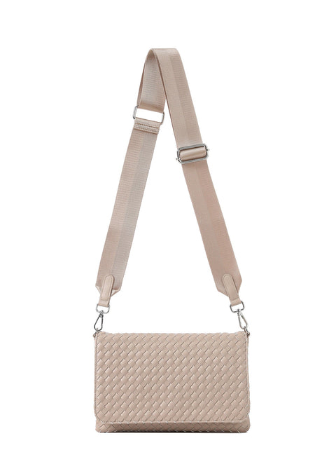 Haute Shore-Lexi Fawn| Woven Flap Crossbody / Convertible Clutch-Pink Dot Styles