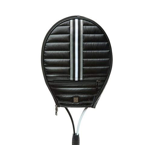 Love all Tennis Bag| Black Patent (Black/White/Gray Stripe)