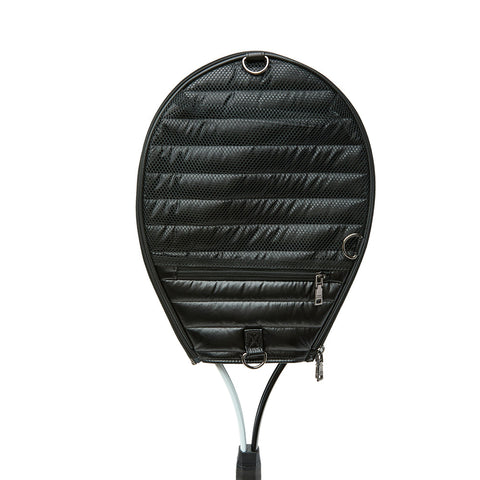 Love all Tennis Bag| Black Patent (Black/White/Gray Stripe)