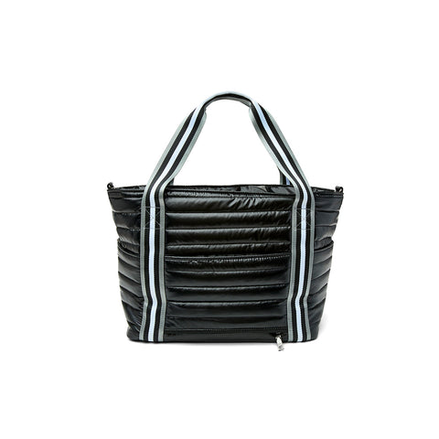 Love all Tennis Bag| Black Patent (Black/White/Gray Stripe)