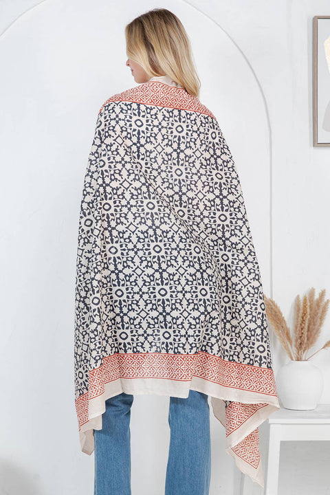 Black and Pink Block Print Scarf