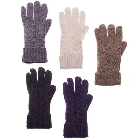Solid Classic Cable Knit Winter Gloves