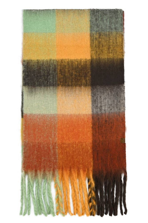 C.C Multi Color Block Plaid Check Pattern Woven Winter Scarf: 13