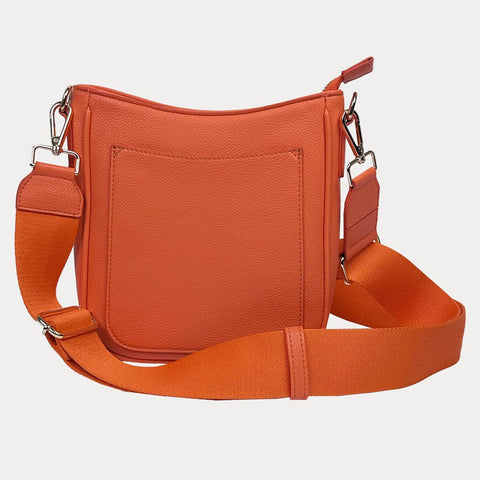 AHDORNED-Madelyn Mini Pebble Messenger with Strap: Orange-Pink Dot Styles