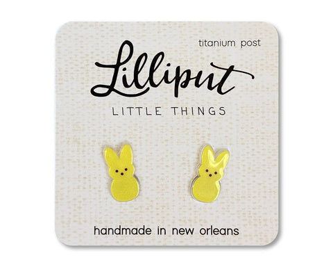 Lilliput Little Things-Marshmallow Easter Bunny Earrings: Pink-Pink Dot Styles