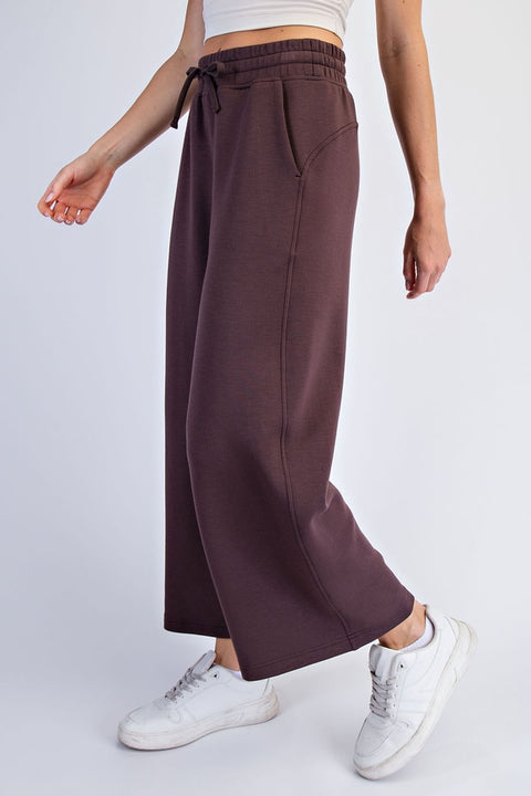 Modal Scuba Cropped Wide Pant: Espresso
