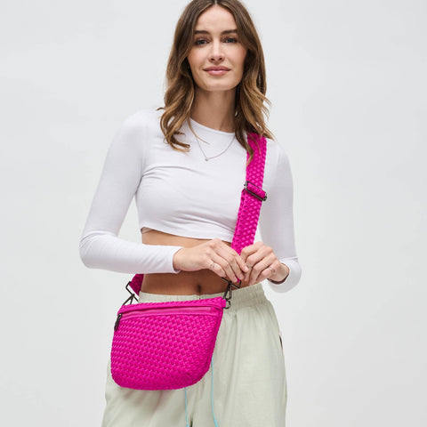 Sol and Selene-Ethereal - Woven Neoprene Crossbody: Cream-Pink Dot Styles