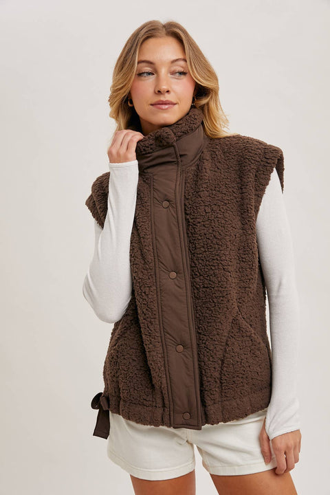 Fleece Sherpa Mock Neck Vest