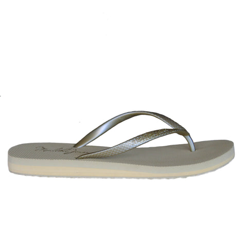 Malibu Jane-Ventura Flip Flop in Gold-Pink Dot Styles