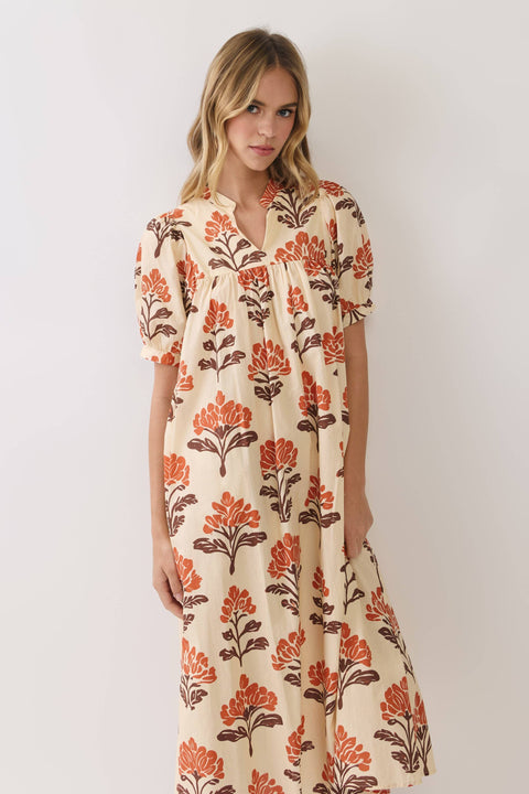 Botanical Cream Midi Dress