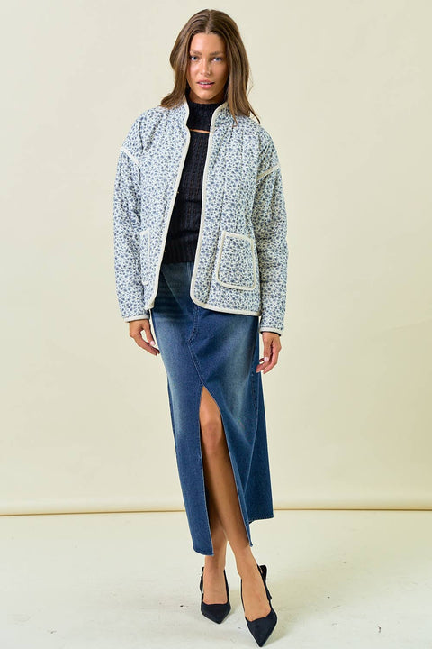 Blue Floral Quilted Jacket