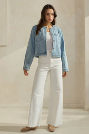 Able-Light Color Denim Jacket-Pink Dot Styles