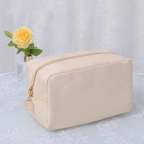 Emma Round Zippered Nylon Cosmetic Pouch Bag