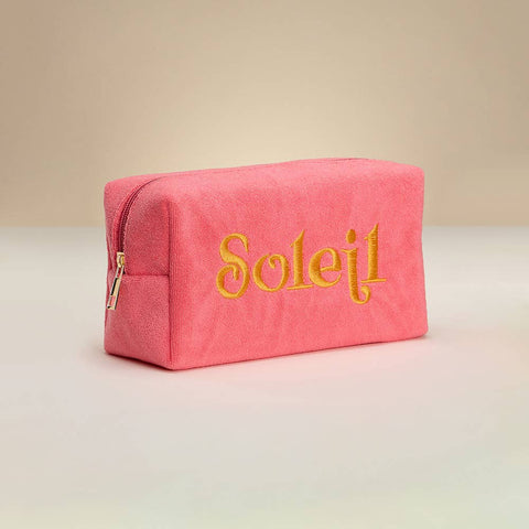 Sensibling Corp.-SOLEIL Message Embroidered Cosmetic Pouch Bag / Organizer-Pink Dot Styles
