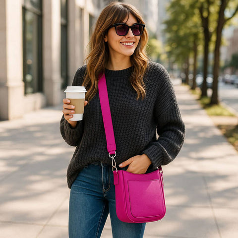 Madelyn Vegan Pebble Mini Messenger: Raspberry