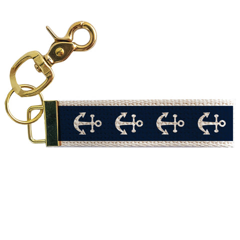 Navy Anchors Keychain