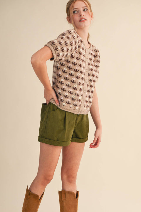 Floral Short Sleeve Sweater