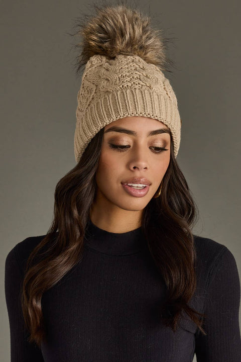 Cable Knit Pom PomHat