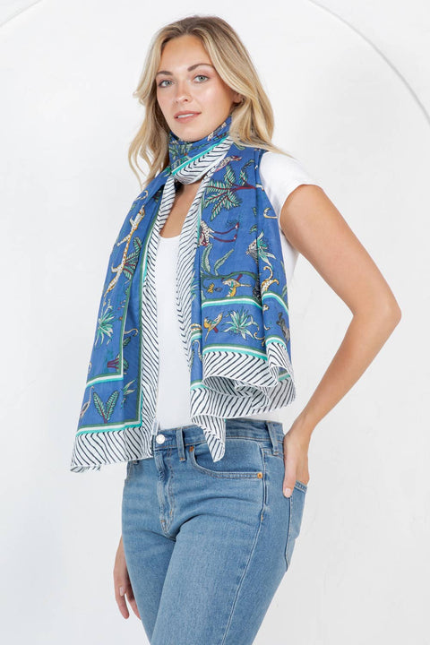 Blue Animal Print Scarf