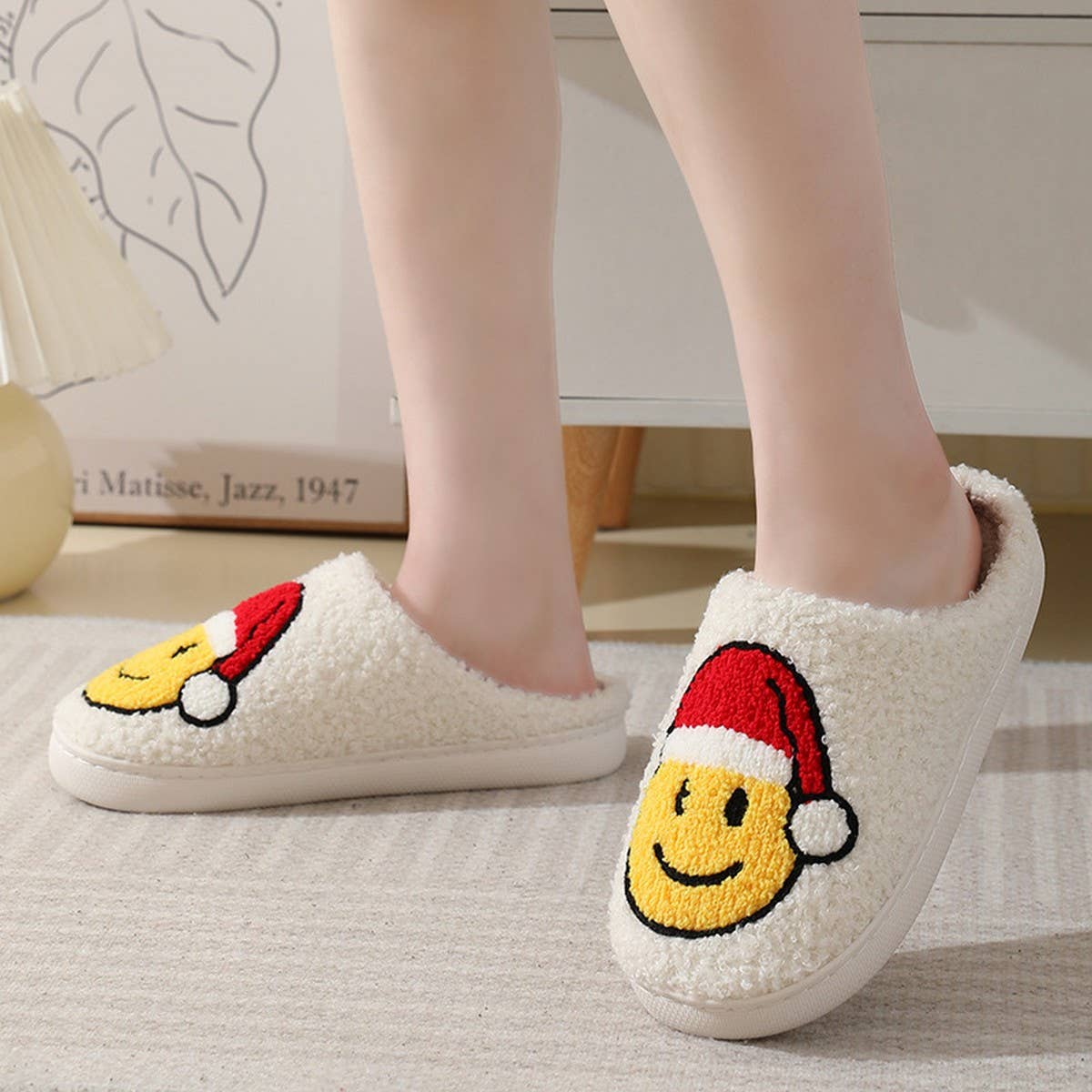 Womens santa slippers hot sale