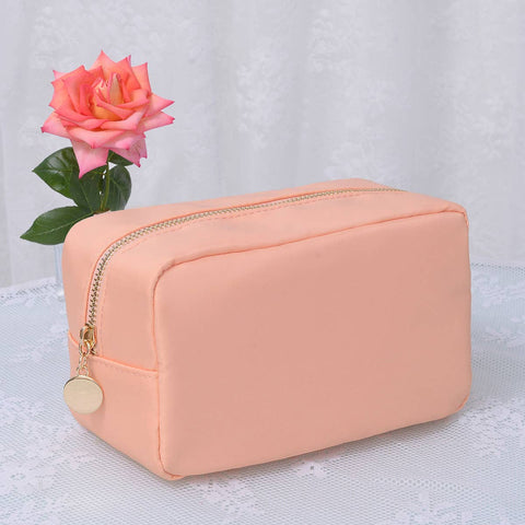 Emma Round Zippered Nylon Cosmetic Pouch Bag