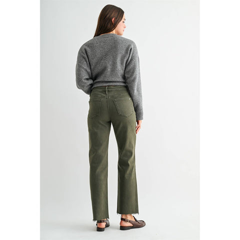 High-Rise Straight-Leg Jeans: Verdigris