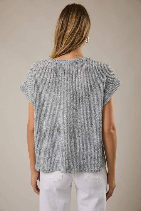 Knit Crew Neck Short Sleeve Sweater