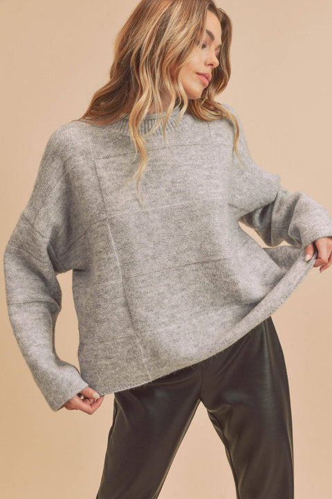 AEMI + CO-Ryleigh Sweater: Heather Grey-Pink Dot Styles