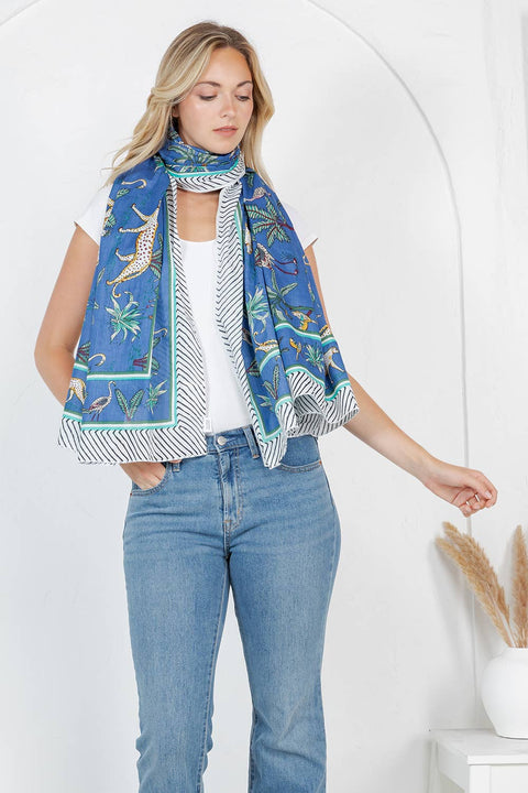 Blue Animal Print Scarf