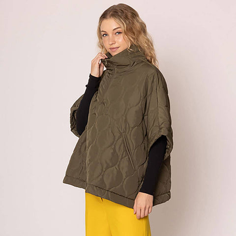Quilted Puffer Pullover Poncho