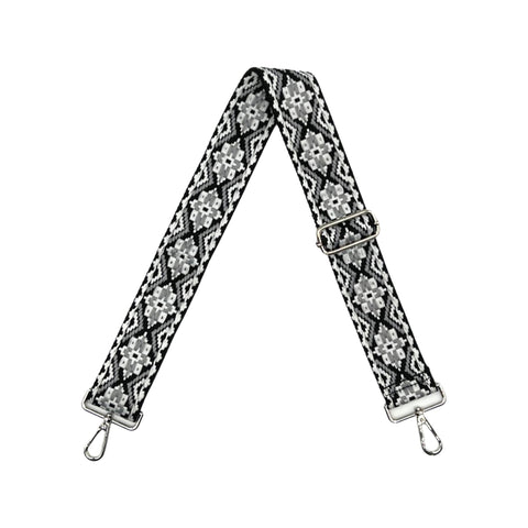 AHDORNED-Black-Grey | Medallion Crossbody Strap (silver hardware)-Pink Dot Styles