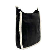AHDORNED-Black Vegan Crossbody | Sherpa Trim w/ Shoulder Strap (Final Sale)-Pink Dot Styles