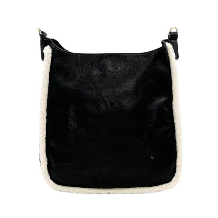 AHDORNED-Black Vegan Crossbody | Sherpa Trim w/ Shoulder Strap (Final Sale)-Pink Dot Styles