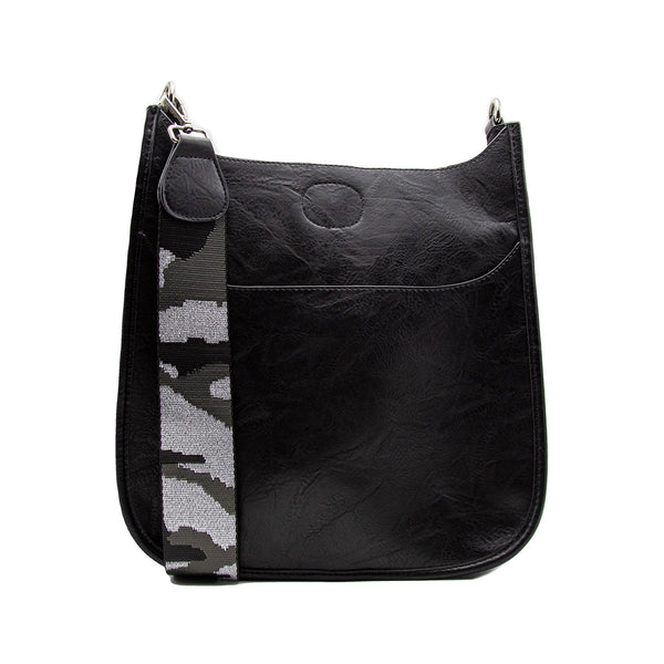 Ahdorned Grey Vegan Leather Crossbody Messenger Bag + Camo Strap