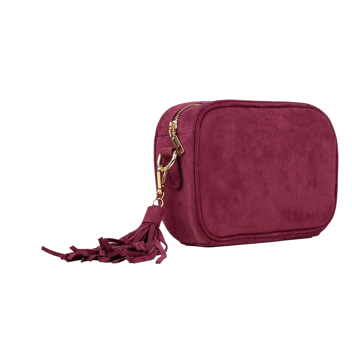 AHDORNED-Burgundy - Microsuede Tassel Crossbody | NO STRAP (Final Sale)-Pink Dot Styles