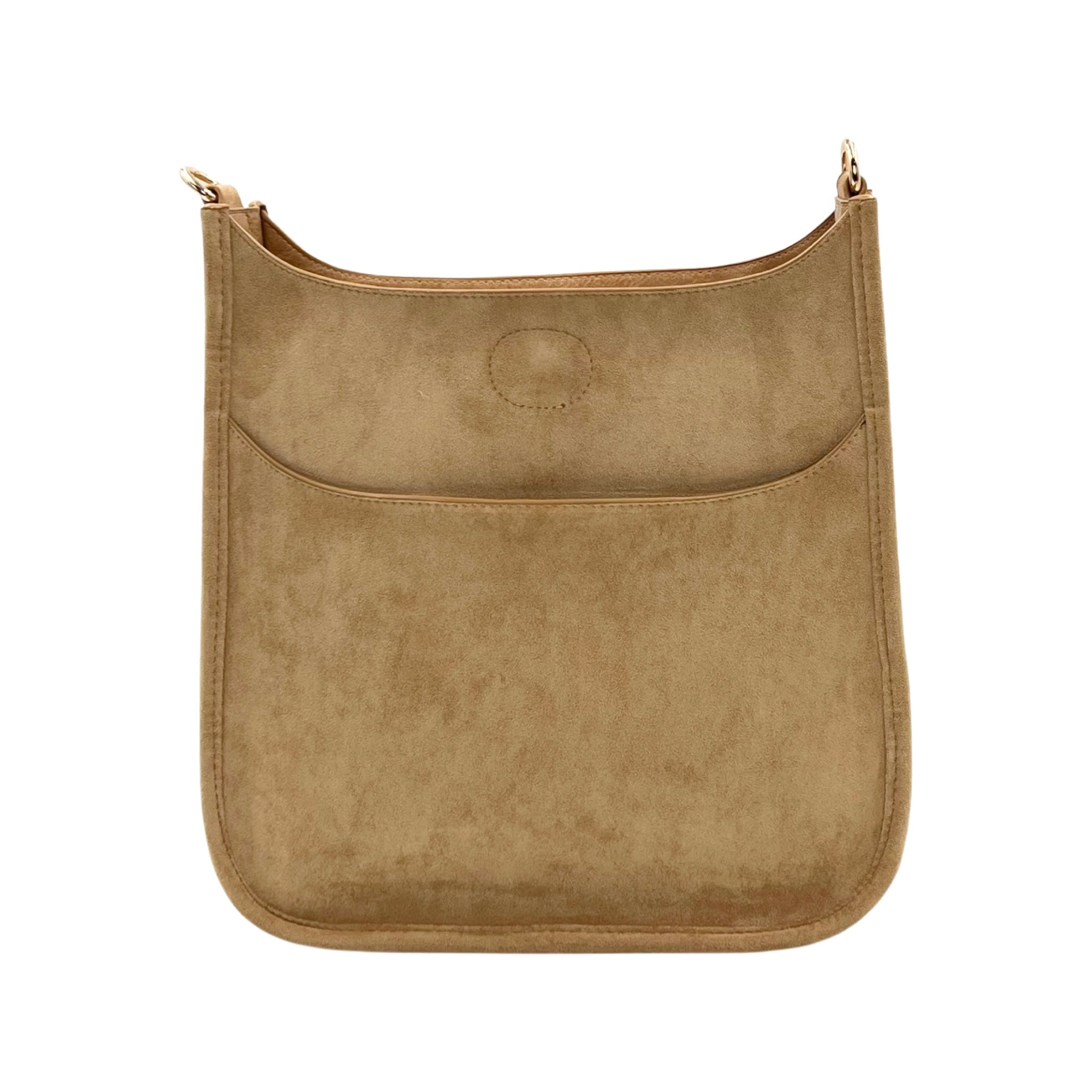 Ahdorned! Camel/ Faux Leather/ crossbody Bag Gold Hardware With Two Straps.