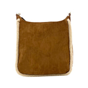 AHDORNED-Camel Sherpa Trim Microsuede Crossbody w/2 Straps (Final Sale)-Pink Dot Styles