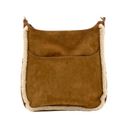 AHDORNED-Camel Sherpa Trim Microsuede Crossbody w/2 Straps (Final Sale)-Pink Dot Styles