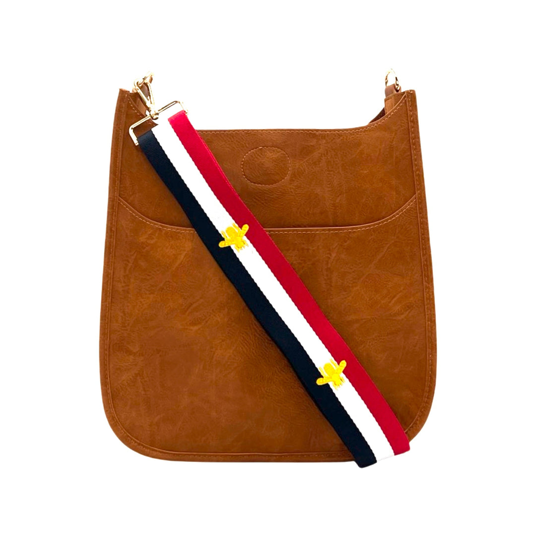 Camel Suede Stripe Crossbody