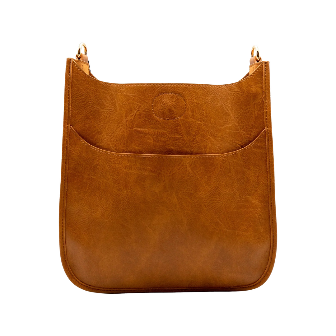 Ahdorned Large Camel Brown Vegan Leather Crossbody Messenger Bag