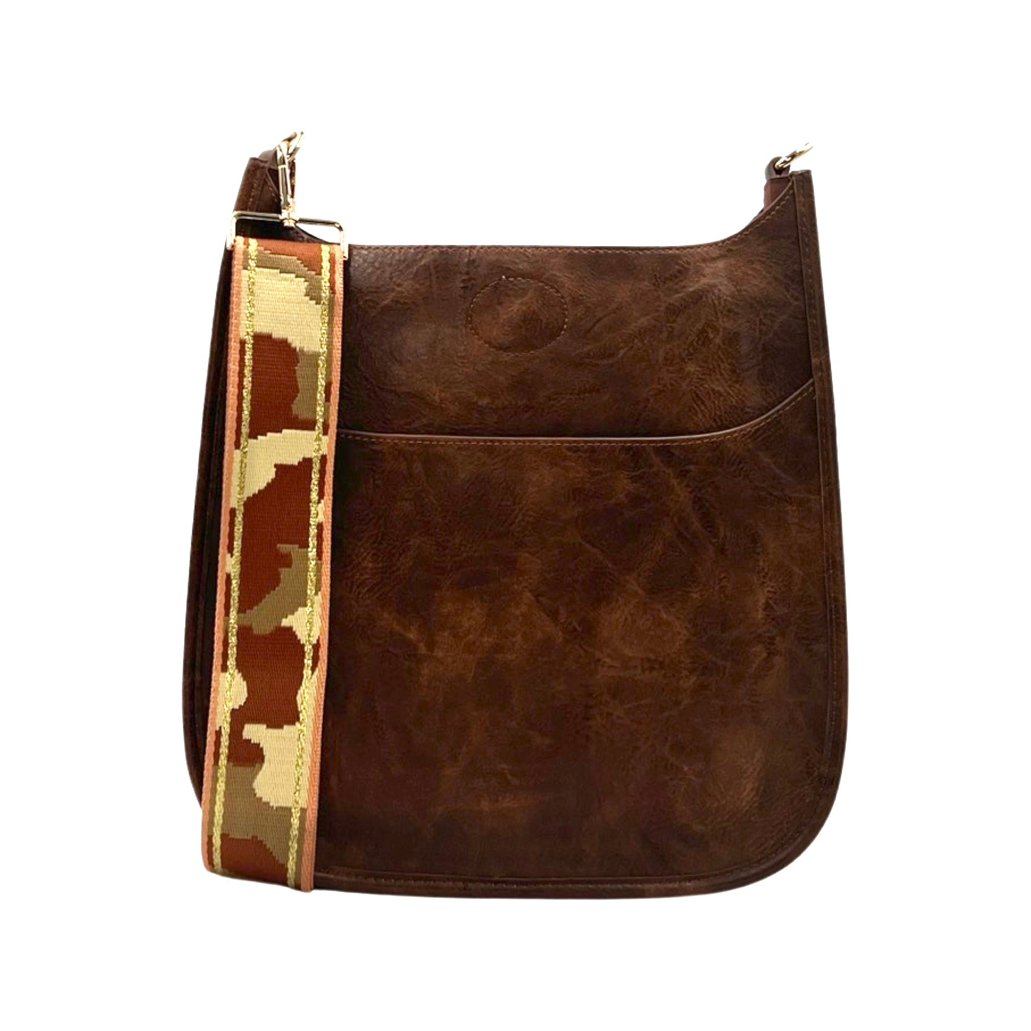 AHDORNED-Coffee Vegan Messenger + Brown-Khaki Camo Strap-Pink Dot Styles
